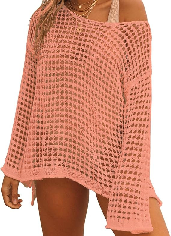 Bsubseach Crochet Cover Ups for Women Sexy Hollow Out Swim Cover Up Knit Summer Outfits | Amazon (US)