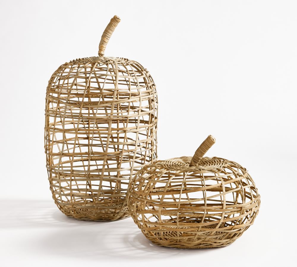 Wicker Pumpkins, Tall, Natural | Pottery Barn (US)