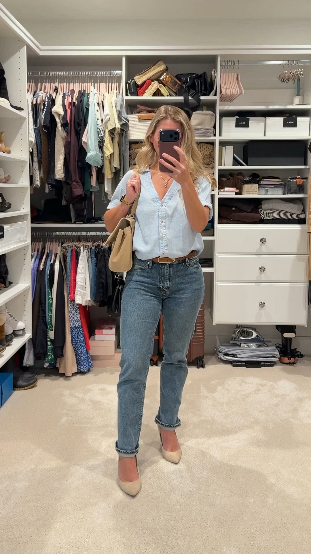 One formula I come back to over and over: great jeans, a lightweight button-down, classic pumps, and a structured bag. When your wardrobe is built around pieces that work together, getting dressed becomes the easiest part of the day.

#LTKootd #LTKWorkwear #LTKPetite
