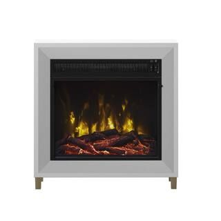 23.63 in. Wall Mantel Freestanding Electric Fireplace in White | The Home Depot