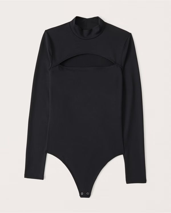 Long-Sleeve Seamless Fabric Mockneck Cutout Bodysuit | Abercrombie & Fitch (US)