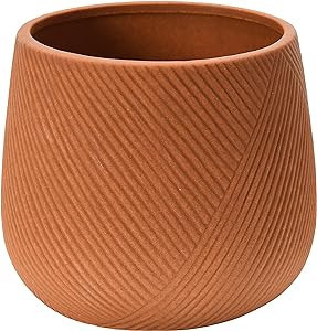 Creative Co-Op Stoneware Flower, Terra Cotta Finish Planter Pot, Terracotta | Amazon (US)