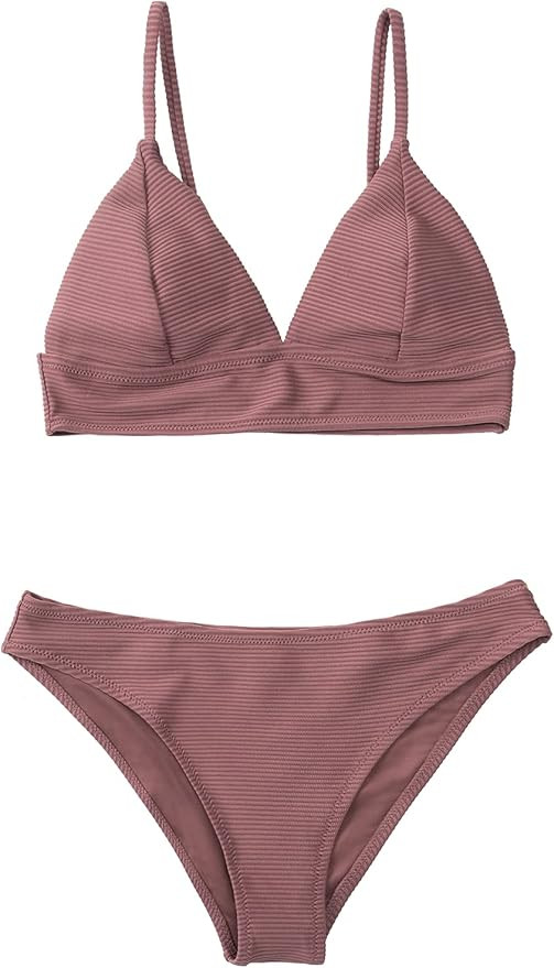 CUPSHE Women Bikini Set Solid Color Sexy Triangle Two Piece Swimsuit | Amazon (US)