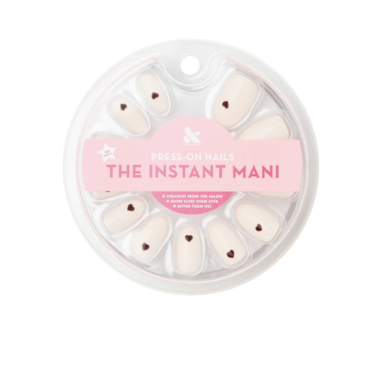 Olive & June Press On Fake Nails - Oval Medium Vampy Heart - 42ct | Target