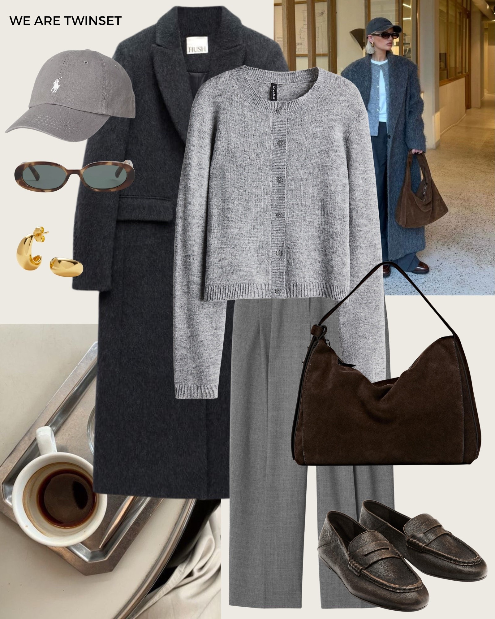 Autumn outfit inspo 🍂 

Autumn outfit | Massimo Dutti | H&M | Zara | suede shoes | loafers | suede bag | grey trousers 