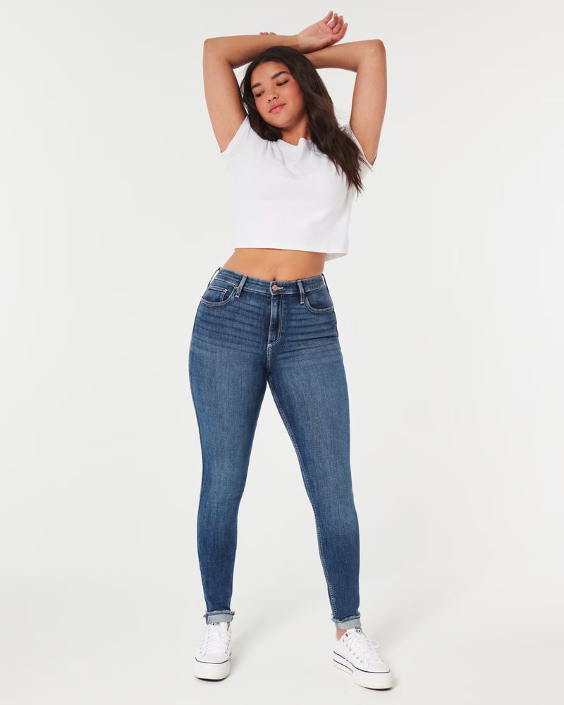 Curvy High-Rise Medium Wash Super Skinny Jeans | Hollister (US)