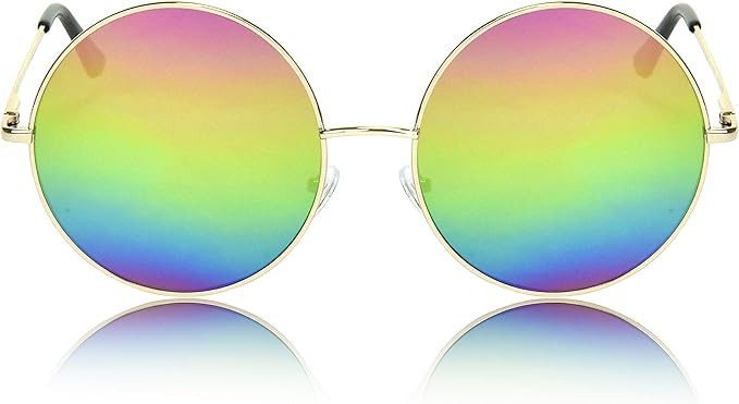 SunnyPro Super Oversized Round Sunglasses Hippie Color Lens Retro Circle Glasses | Amazon (US)