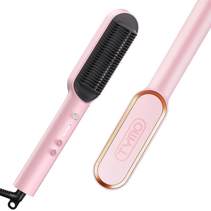 TYMO Ring Pink Hair Straightener Brush – Hair Straightening Iron with Built-in Comb, 20s Fast H... | Amazon (US)