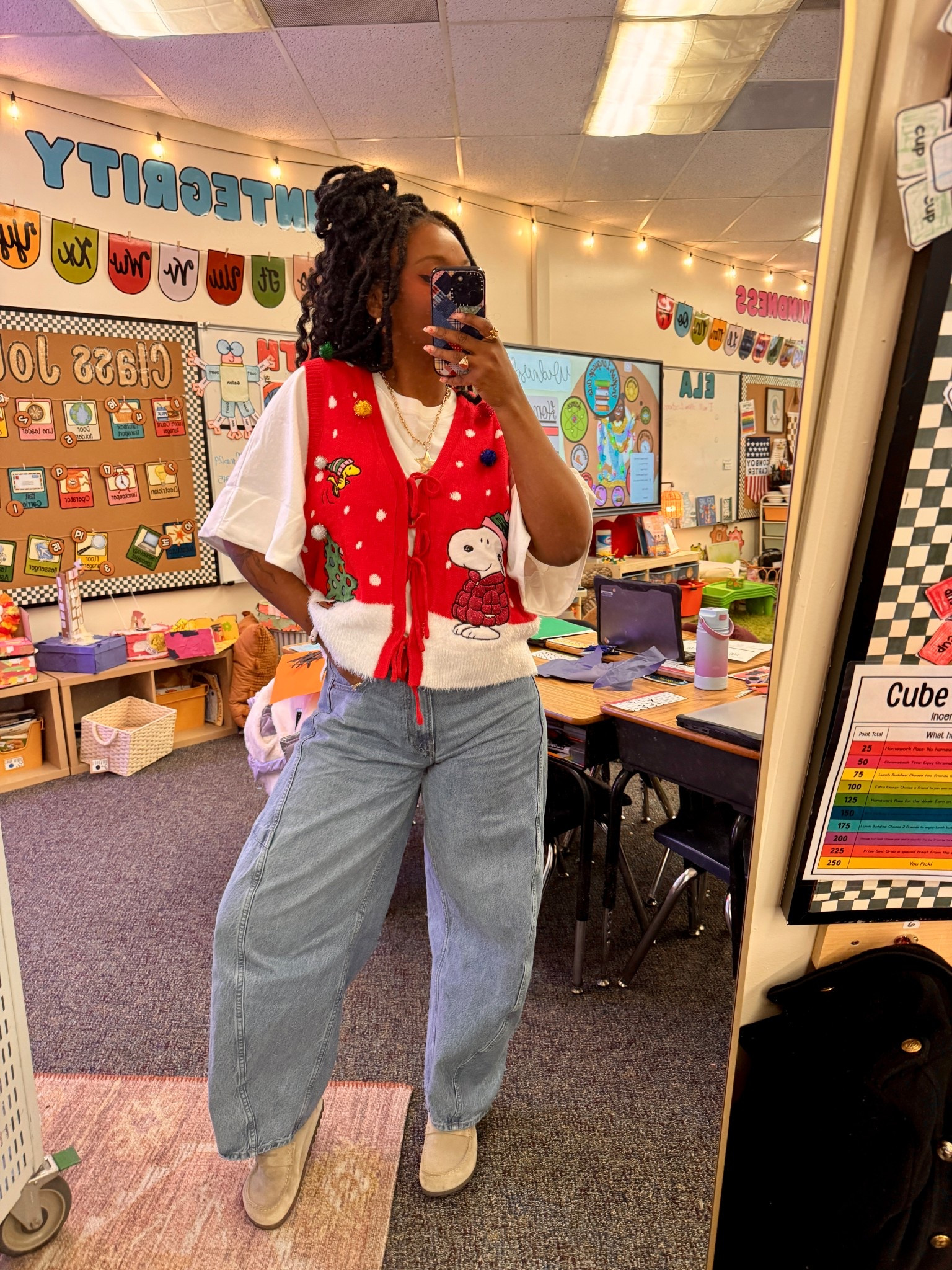 Wednesday. It was tack Christmas sweater day… 

I’m wearing a Large in the vest! 

#LTKootd #LTKdayinmylife #LTKHoliday