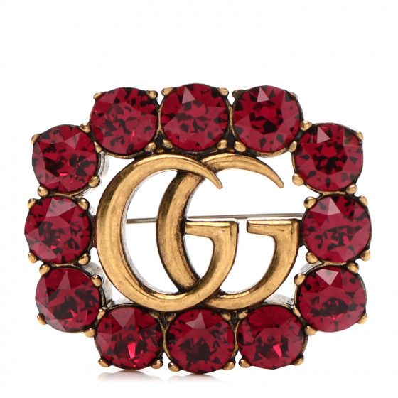 GUCCI

Metal Crystal Double G Brooch Aged Gold Red | Fashionphile