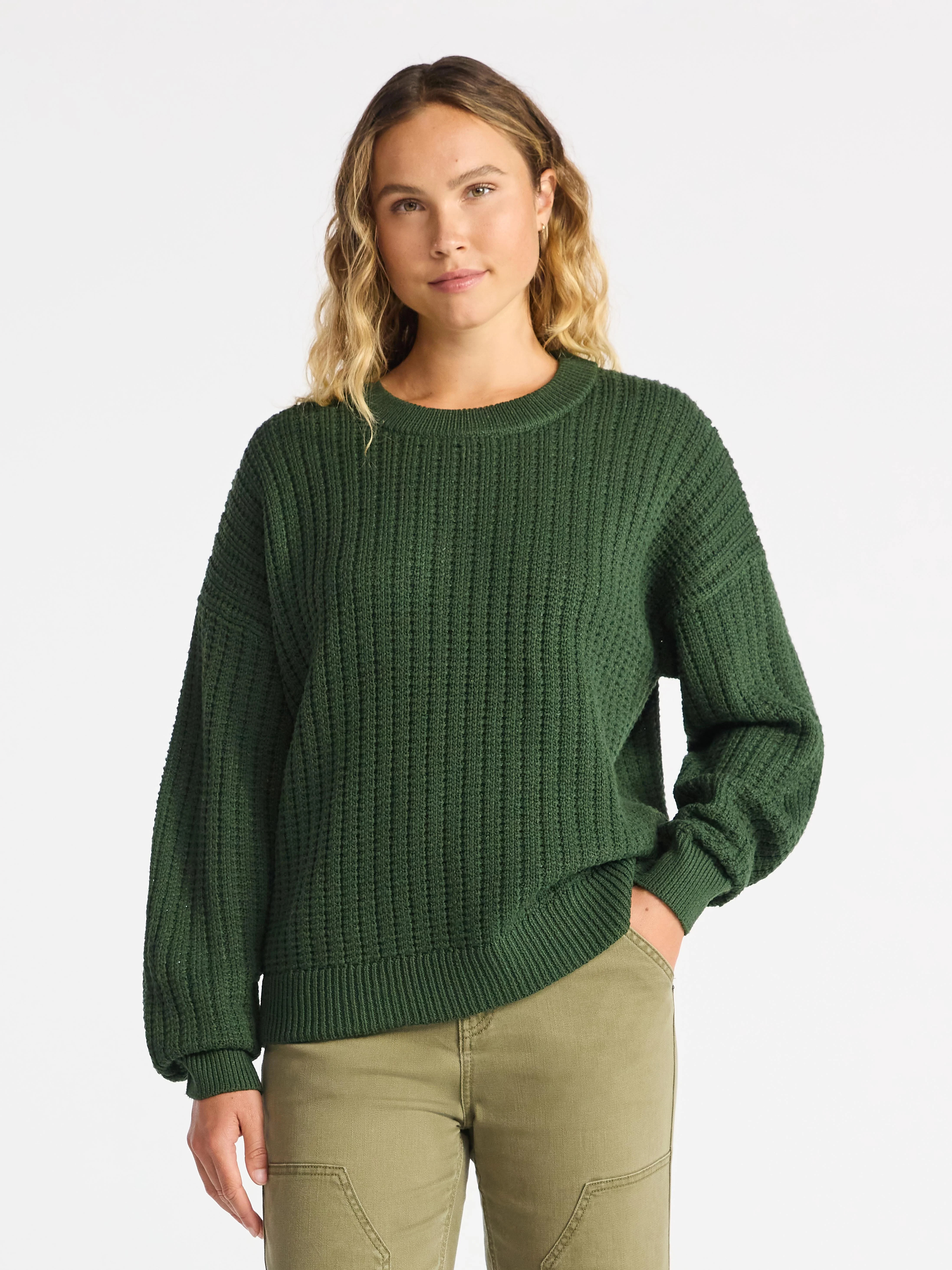 Time and Tru Women's and Women’s Plus Textured Stitch Sweater, Midweight, Sizes XS-4X | Walmart (US)