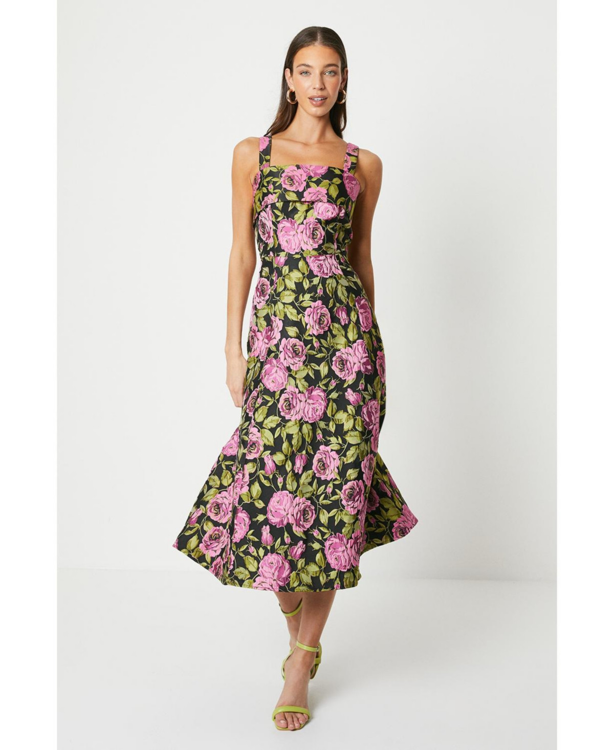 Coast Wide Strap Jacquard Midi Dress - Black | Macy's