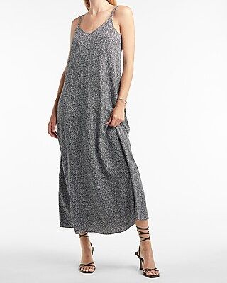 Dot Print V-Neck Maxi Dress | Express