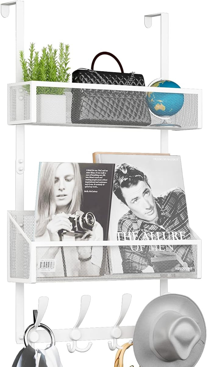 Over The Door Hooks Organizer, Coat Rack Over The Door Storage Hanger Towel Rack, Back of Door St... | Amazon (US)