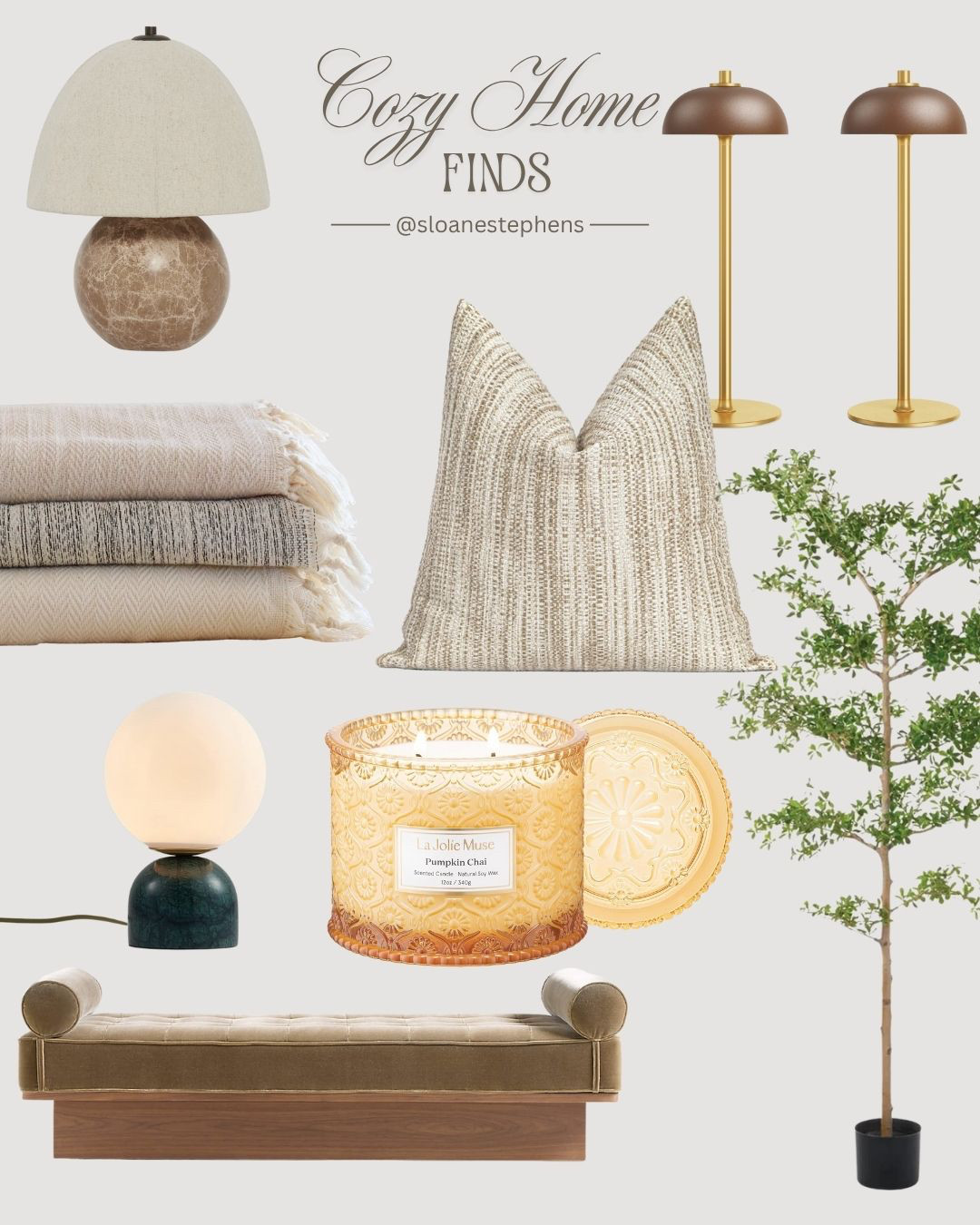 Cozy Home Finds 🍂✨
Warm neutrals, soft textures, and glowing light — everything you need to make your home feel like fall.
From luxe throws to chic table lamps and seasonal candles, these pieces bring instant comfort to any space.

#CozyHomeDecor #FallHomeFinds #NeutralHomeStyle #LTKHome #FallAesthetic #HomeDecorInspo #PinterestHome #InteriorGoals #AffordableHomeDecor 

 #LTKGiftGuide #LTKHome #LTKFamily