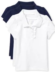 Toddler Girls Short Sleeve Uniform Ruffle Pique Polo 4-Pack | The Children's Place CA | The Children's Place