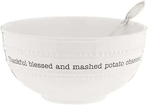 Mud Pie Farmhouse Mashed Potato Serving Bowl and Spoon Set, White | Amazon (US)