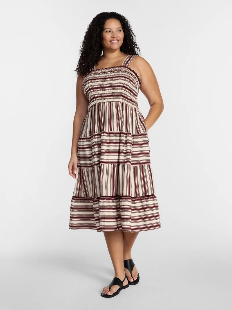Terra and Sky Women's Plus Sleeveless Midi Tiered Dress, Sizes 0X-5X | Walmart (US)