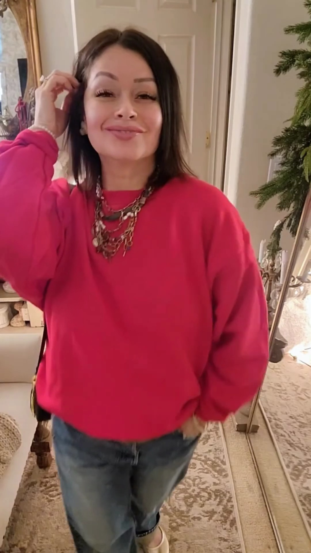 Cozy casual holiday outfit. Wearing a large  in the sweatshirt 
#LTKSaleAlert
#LTKShoeCrush
#LTKOver40

#LTKHoliday #LTKSeasonal #LTKGiftGuide