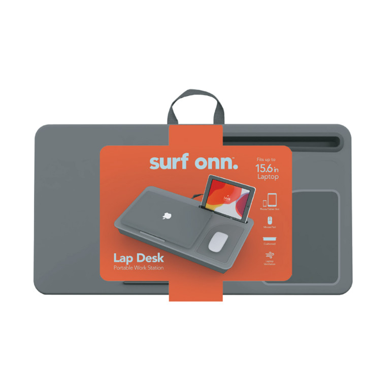 onn. Portable Work Station w/built-in phone holder and mouse pad, holds up to 15.6" laptops | Walmart (US)