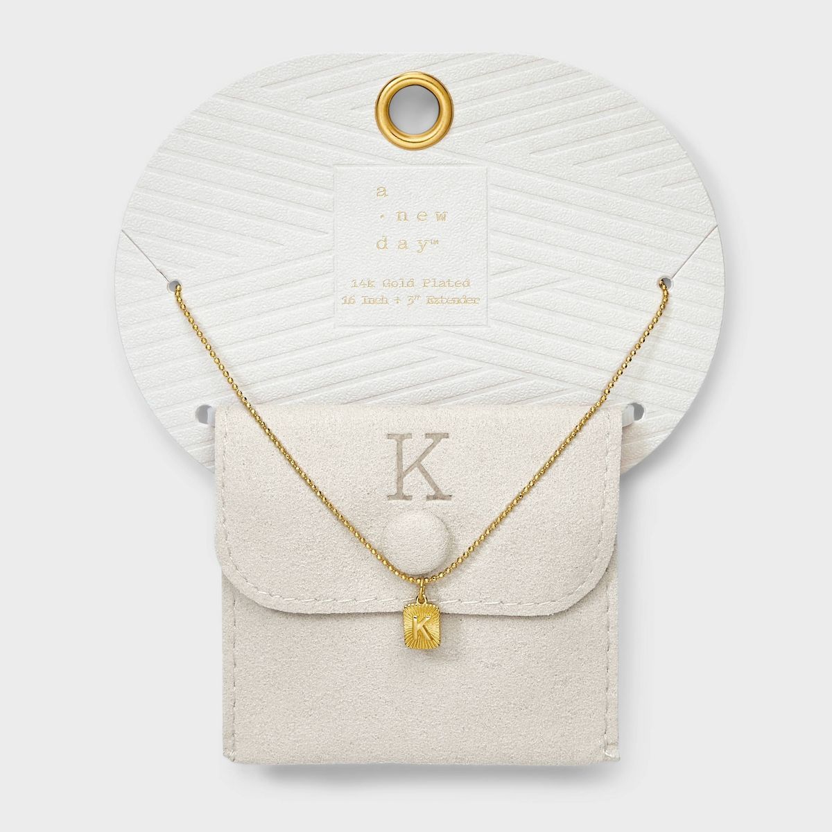 14k Gold Plated Radial Initial Tag Chain Necklace - A New Day™ Gold | Target