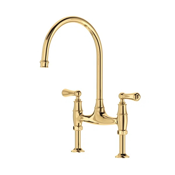 Georgian Era Bridge Kitchen Faucet with Straight Deck Unions | Wayfair Professional