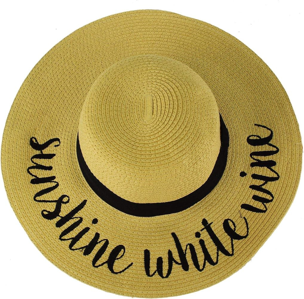 Fun Verbiage Elegant Wide Brim 4" Summer Derby Beach Pool Floppy Dress Sun Hat | Amazon (US)