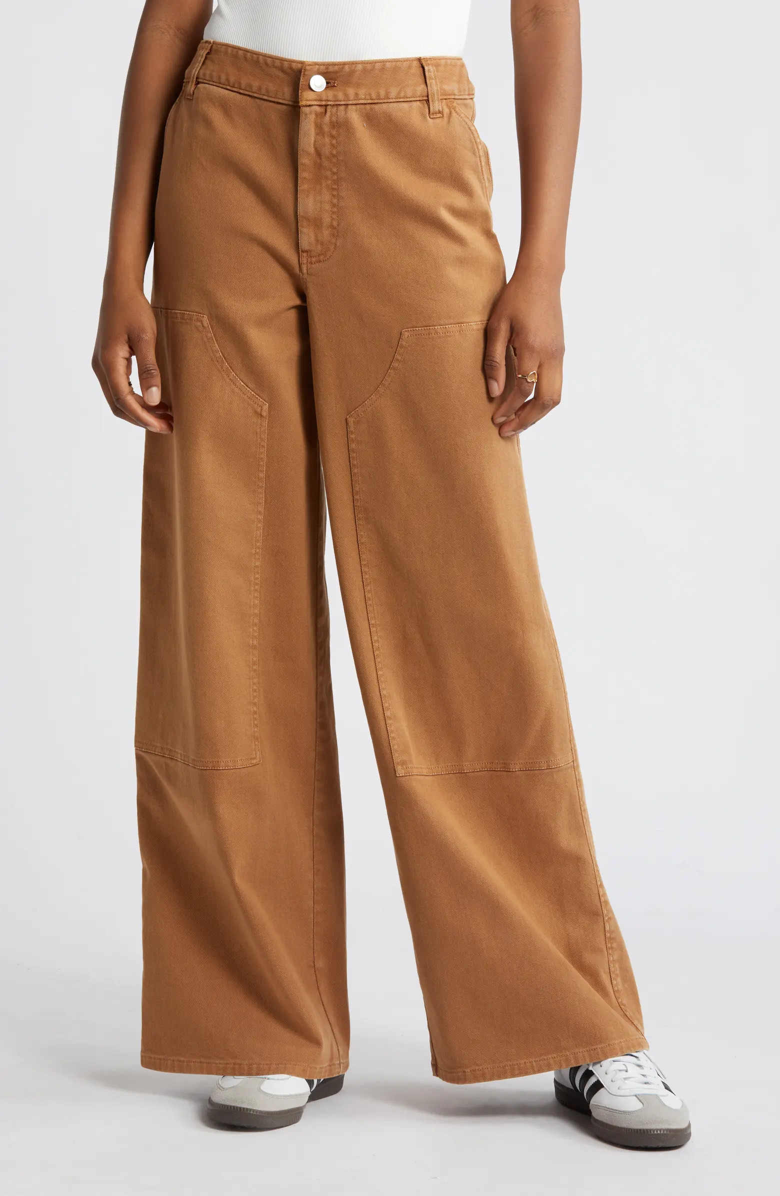 Mid Rise Wide Leg Twill Carpenter Pants | Nordstrom