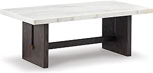 Signature Design by Ashley Burkhaus Traditional Rectangular Coffee Table with Marble Tabletop, Da... | Amazon (US)