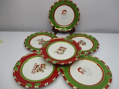 Christopher Radko Christmas " Letters To Santa " 6  Luncheon Plates 9" Ironstone  | eBay | eBay US