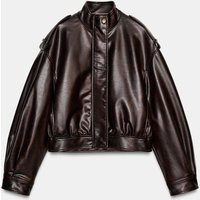 Zara - Faux Leather Jacket With Straps - Brown - S - Woman | Zara US