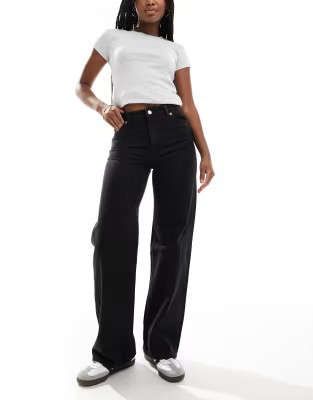 Monki Yoko wide leg jeans in black | ASOS (Global)
