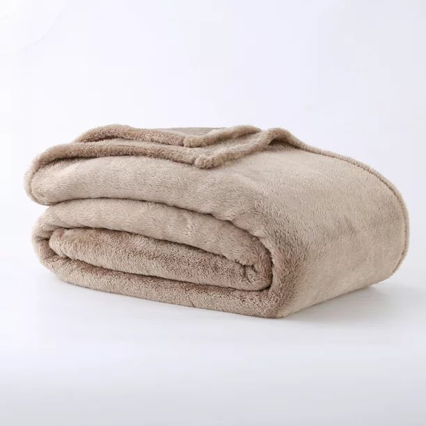 Berkshire Blanket Eco Plush Bed Blanket, Truffle, Twin | Walmart (US)