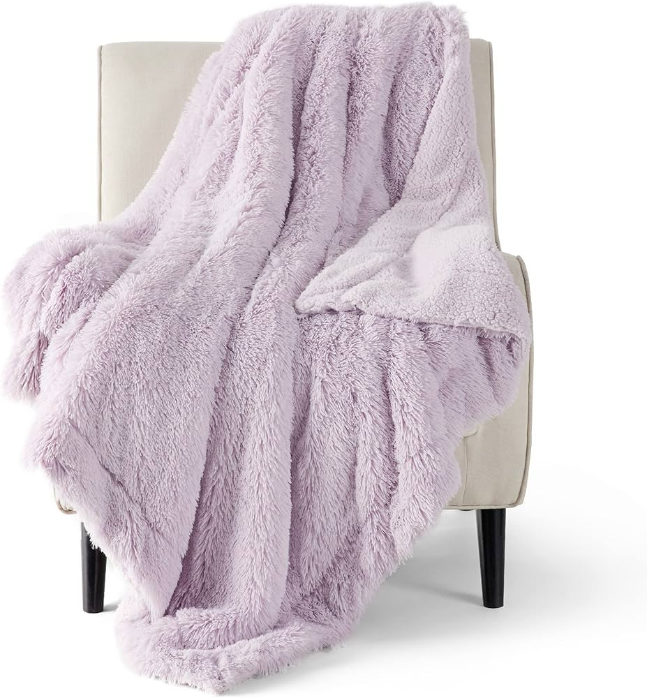 Bedsure Faux Fur Twin Blanket Lavender – Fuzzy, Fluffy, and Shaggy Faux Fur, Soft and Thick She... | Amazon (US)
