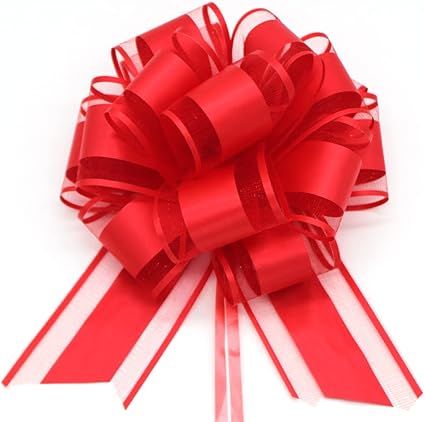 6 PCS Large Pull Bows,red Gift Bow,6 inches,Christmas,Party Birthday Gift Wedding Ribbon Bows for... | Amazon (US)