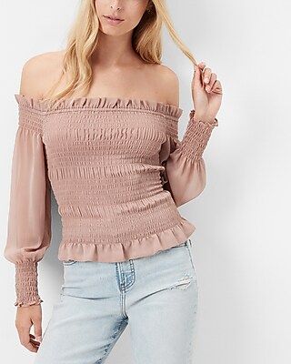 Solid Off The Shoulder Smocked Top | Express