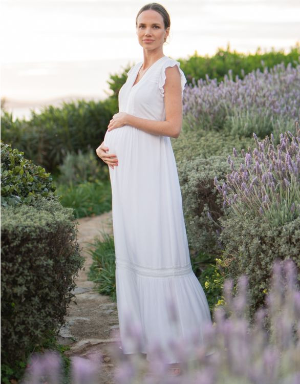 White Boho Lace Maternity & Nursing Maxi Dress | Seraphine US