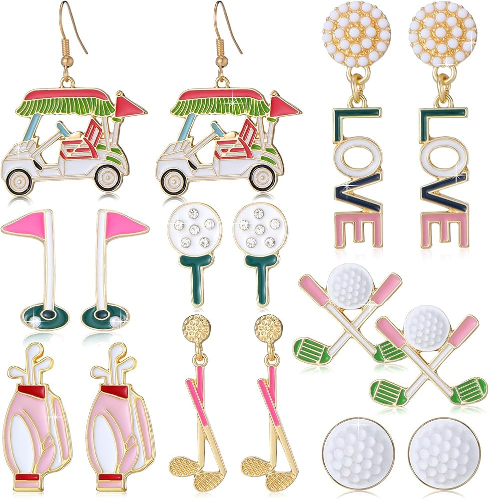 Quelay 8 Pairs Golf Earrings for Women Golf Gifts for Women Golf Jewelry Studs Birthday Gifts for... | Amazon (US)