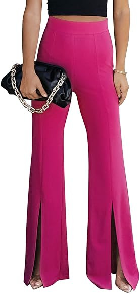 Acelitt Womens Casual Split Flare Pants High Waisted Stretchy Bell Bottom | Amazon (US)