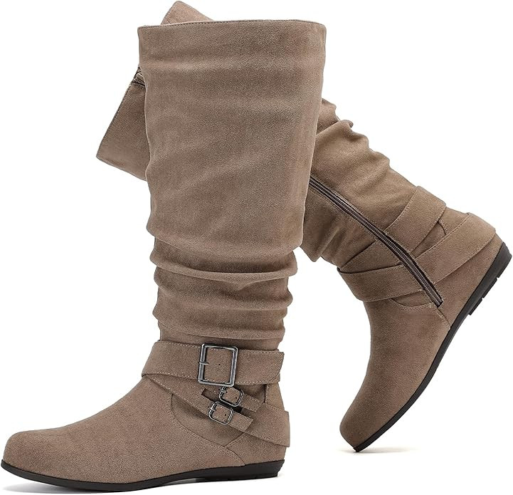 Luoika Women's Extra Wide Calf Knee High Slouchy Boots, Wide Width Tall Boots with Flat Heel Side... | Amazon (US)