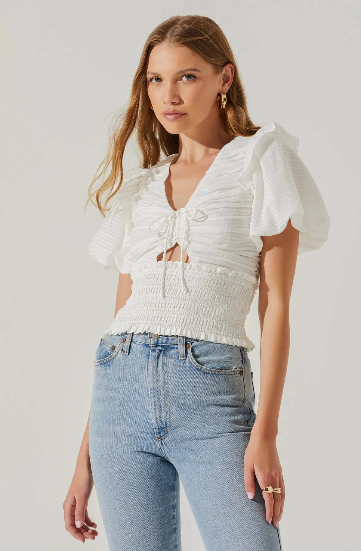 Itzyana Ruched Puff Sleeve Top | ASTR The Label (US)