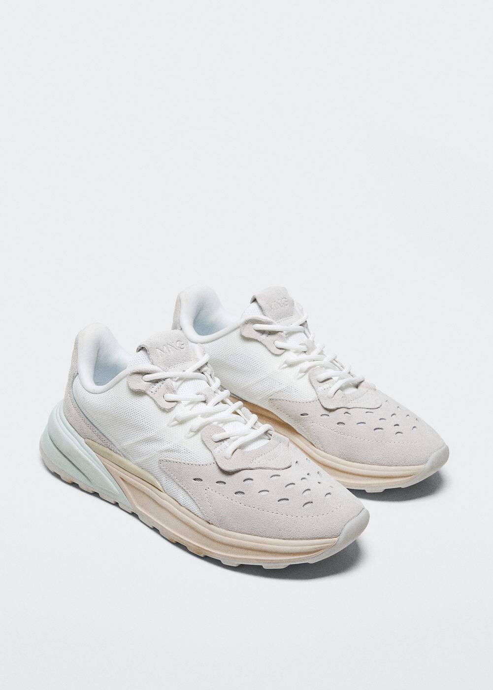 Leather mixed sneakers -  Women | Mango USA | MANGO (US)