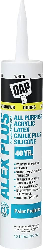 DAP INC 18152 10.1oz White Alex Plus Acrylic Latex Caulk with Silicone | Amazon (US)