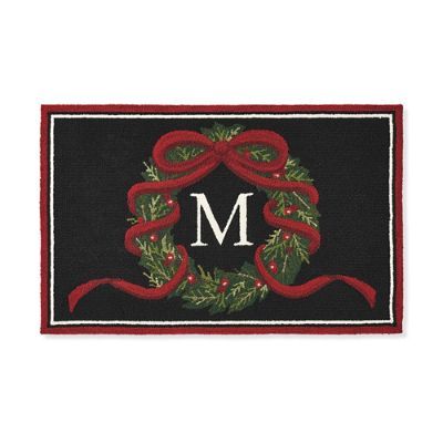 Festive Wreath Monogrammed Door Mat | Frontgate | Frontgate