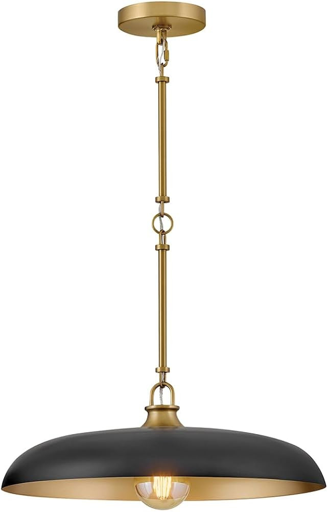 Hinkley Sadie 18" Medium Dome Pendant, Black with Lacquered Brass | Amazon (US)