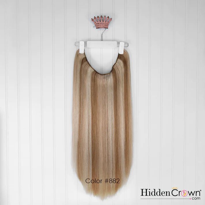 Halo® Extension | Dark Ash Blonde Mix with Cool Highlights | #882 - Hidden Crown Hair Extensions | Hidden Crown Hair