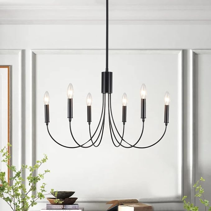 ZJVAIVE Black Chandelier 6-Light Modern Iron Farmhouse Chandeliers for Dining Room Rustic Industr... | Amazon (US)