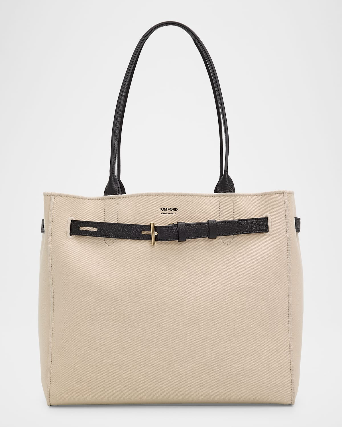 Belted T-Buckle Canvas Tote Bag | Neiman Marcus
