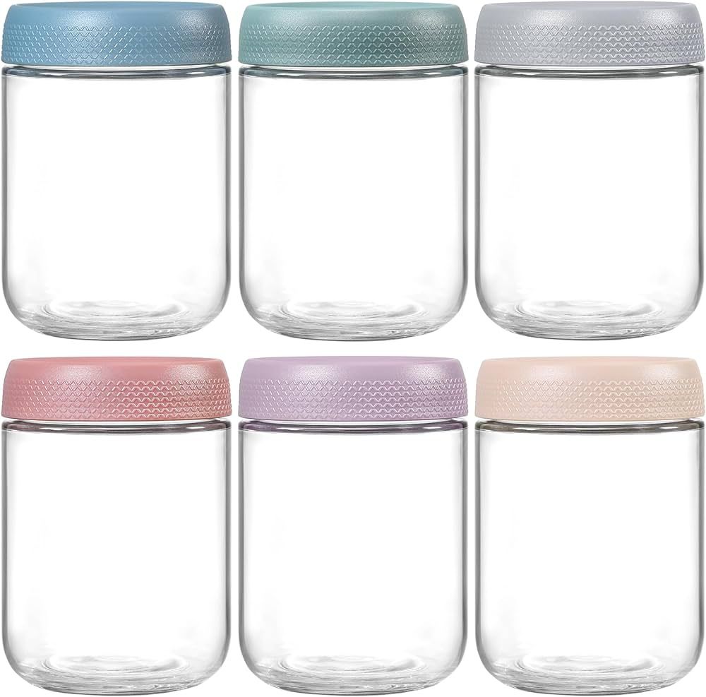 NETANY 6-pack 16 oz Overnight Oats Containers with Lids, Glass jars with Airtight Lids, Wide mout... | Amazon (US)