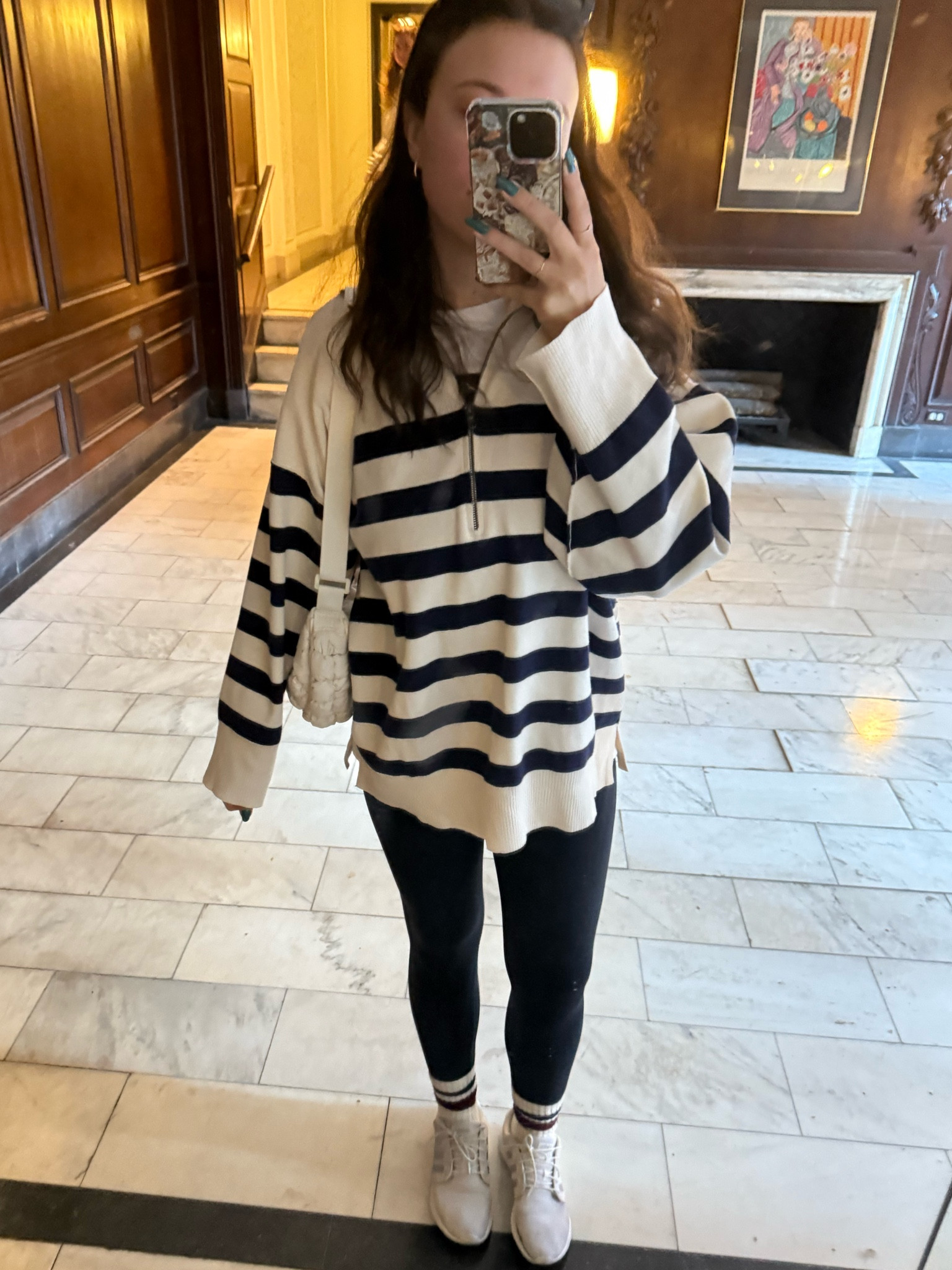 Casual outfit idea, size S in free people pullover and M in leggings! Sweater pullover; knit pullover, quarter zip pullover, knit quarter zip, crossover leggings, navy leggings 

#LTKFindsUnder50 #LTKItBag #LTKFindsUnder100